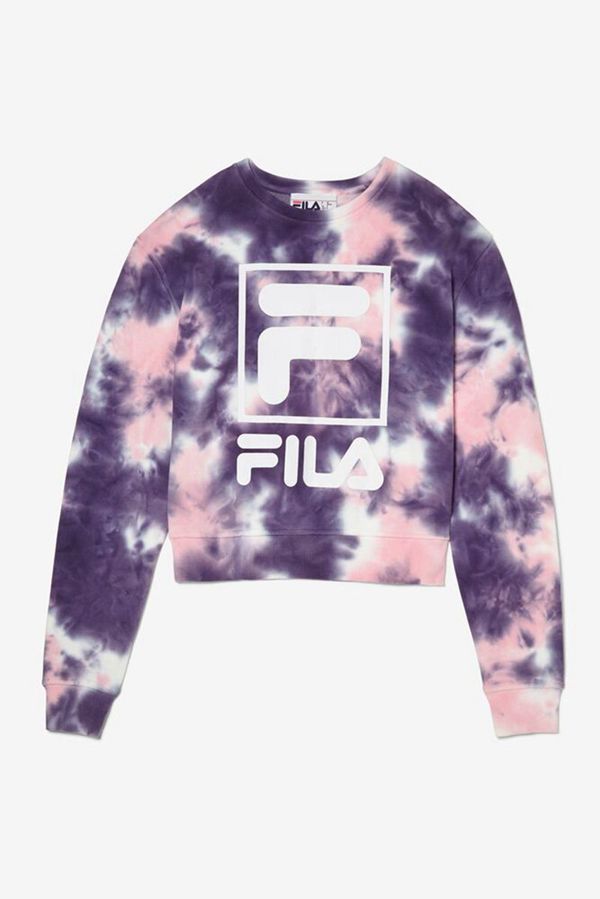 Fila Ashley Tie Dye Crewneck Women's Sweatshirts - Purple/Pink,NZ 790-60412